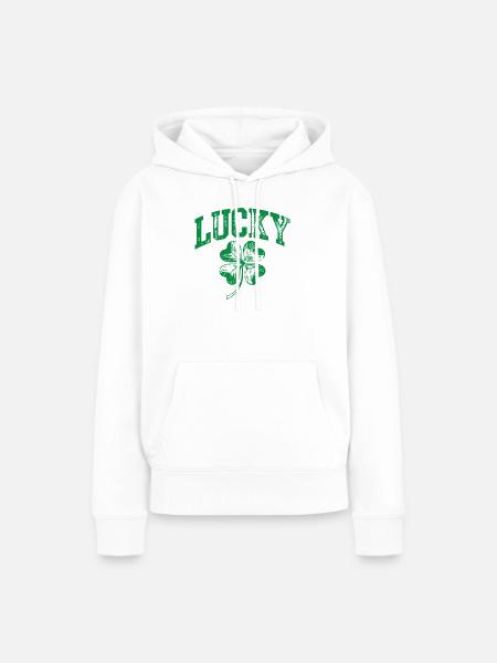 Lucky Shamrock Arch - Frauen Premium Bio Hoodie - Weiß