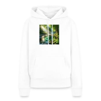 Du soleil dans un ruisseau forestier - Sweat à capuche Premium bio Femme - blanc - Devant - Julia (174cm)
