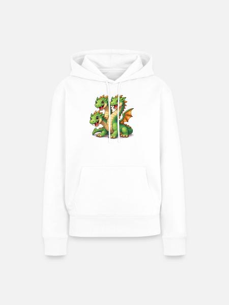 Dreiköpfiger Drache - Frauen Premium Bio Hoodie - Weiß
