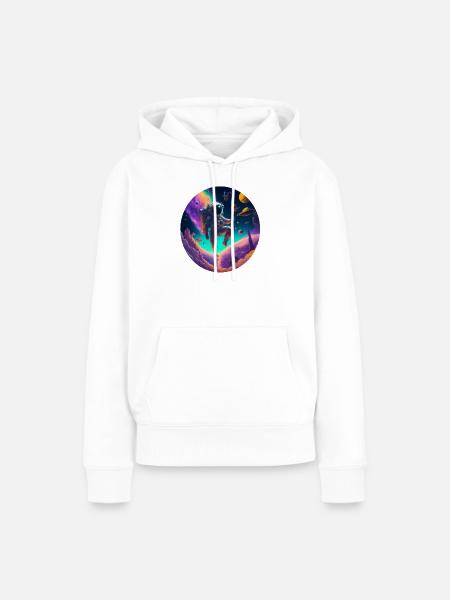 Astronaut im bunten Kosmos - Frauen Premium Bio Hoodie - Weiß