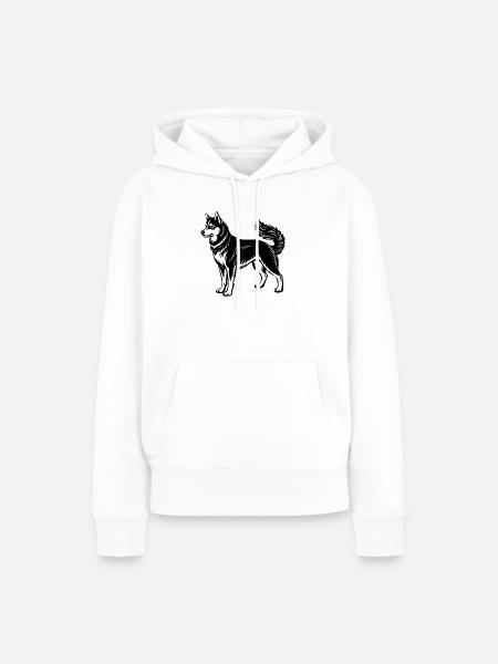 Schlittenhund - Frauen Premium Bio Hoodie - Weiß