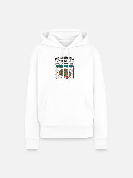 Buntes Gehirn mit versteckten Tabs - Frauen Premium Bio Hoodie - Weiß
