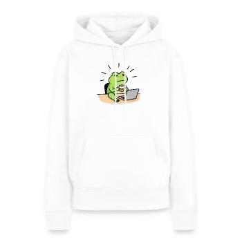 Froschkaffee und Laptop - Frauen Premium Bio Hoodie - Weiß - Vorne - Julia (174cm)