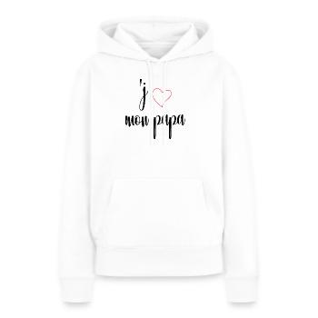 J'aime mon papa Cadeaux  - Sweat à capuche Premium bio Femme - blanc - Devant - Julia (174cm)