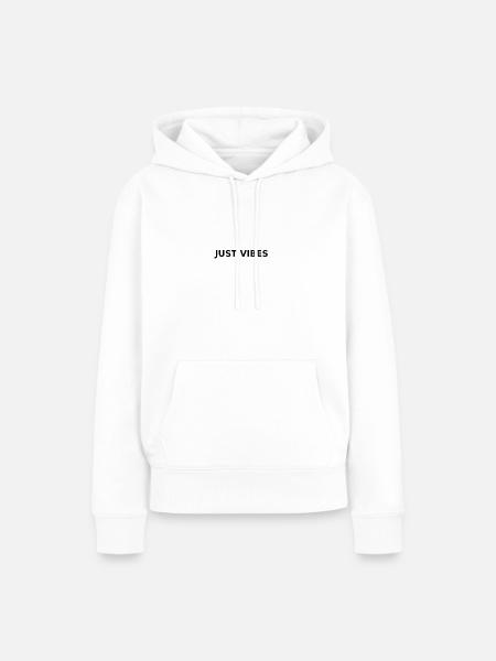 JUST VIBES - Frauen Premium Bio Hoodie - Weiß