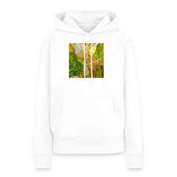 Abstraction vert doré avec texture métallique - Sweat à capuche Premium bio Femme - blanc - Devant - Julia (174cm)