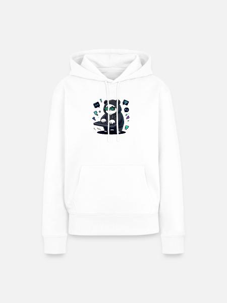 Panda Hacker im Neon-Hoodie - Frauen Premium Bio Hoodie - Weiß