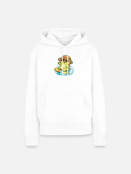 Sonnige Surf-Schildkröte - Frauen Premium Bio Hoodie - Weiß