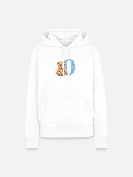 Bär mit Buchstabe O - Frauen Premium Bio Hoodie - Weiß