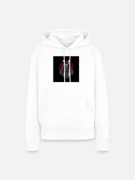 Samurai-Helm mit rotem Wappen - Frauen Premium Bio Hoodie - Weiß