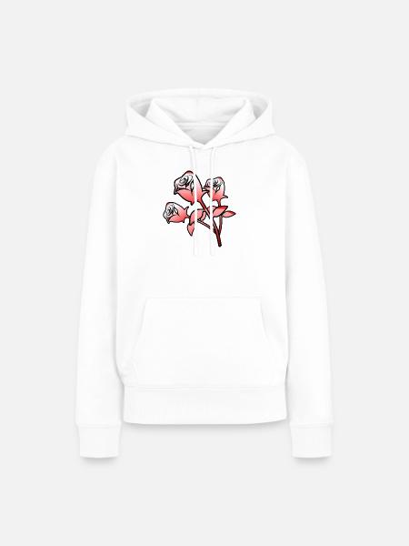 Rosen - Frauen Premium Bio Hoodie - Weiß