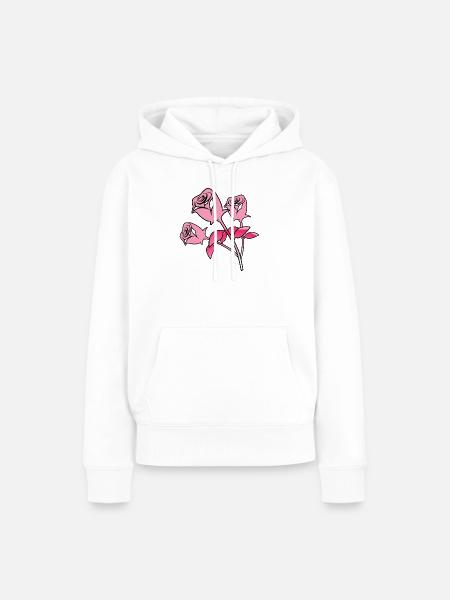Rosen - Frauen Premium Bio Hoodie - Weiß