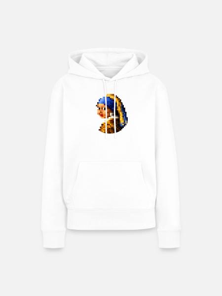 Das Mädchen mit dem pixeligen Perlenohrring - Frauen Premium Bio Hoodie - Weiß