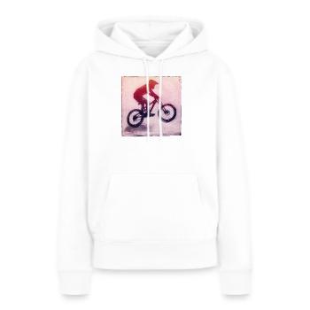 Mountain Biker - Gravé à la main imprimable - Sweat à capuche Premium bio Femme - blanc - Devant - Julia (174cm)