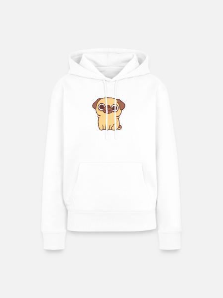 Niedlicher sitzender Reh-Mops - Frauen Premium Bio Hoodie - Weiß