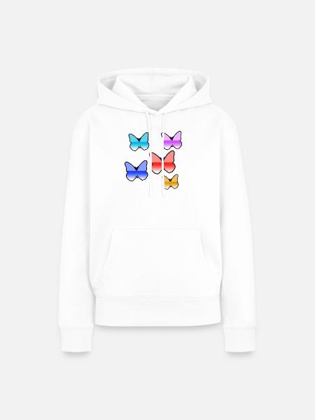 Schmetterlinge - Frauen Premium Bio Hoodie - Weiß