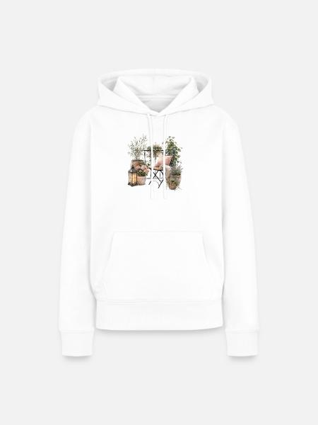 Gemütliche Balkonoase - Frauen Premium Bio Hoodie - Weiß