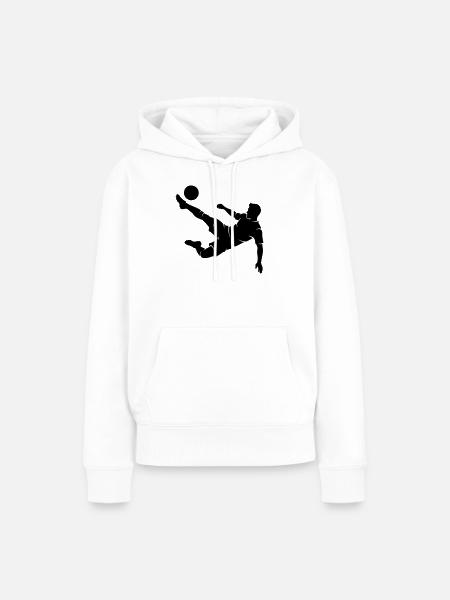 Fussballer Fallrückzieher Silhouette - Frauen Premium Bio Hoodie - Weiß