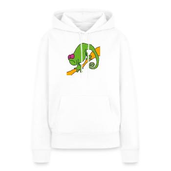 Chamaeleon am Ast – bunte Pop-Illustration - Frauen Premium Bio Hoodie - Weiß - Vorne - Julia (174cm)