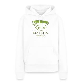 Le Matcha - Sweat à capuche Premium bio Femme - blanc - Devant - Julia (174cm)