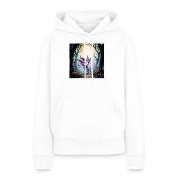 Créature de la forêt lilas avec des cornes - Sweat à capuche Premium bio Femme - blanc - Devant - Julia (174cm)