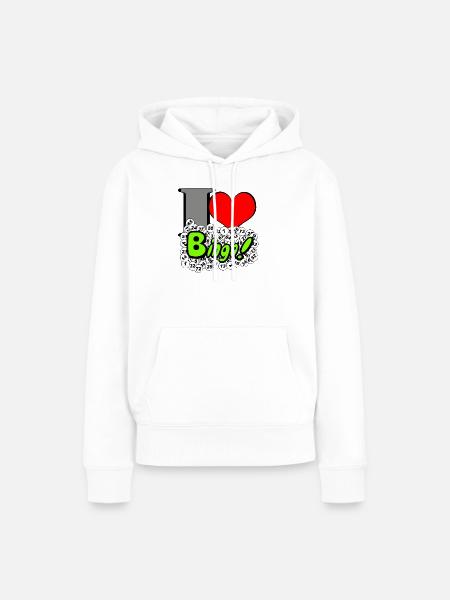 Bingo Herz Neon Illustration - Frauen Premium Bio Hoodie - Weiß