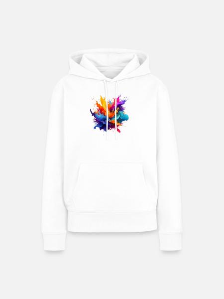 Kaleidoskopische Farbexplosion - Frauen Premium Bio Hoodie - Weiß