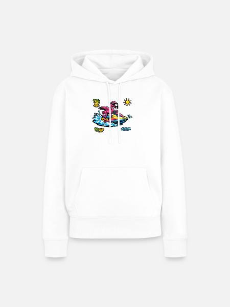 Flamingo Jet Ski Tropenfeeling - Frauen Premium Bio Hoodie - Weiß
