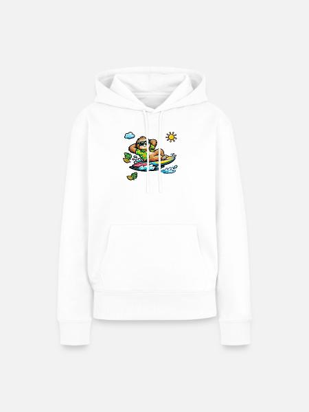 Surfer-Sloth im Tropenstil - Frauen Premium Bio Hoodie - Weiß
