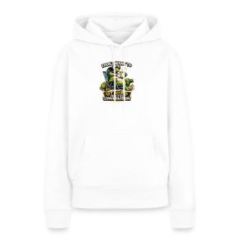 Funny T-Rex Coffee Mood Shirt - Frauen Premium Bio Hoodie - Weiß - Vorne - Julia (174cm)