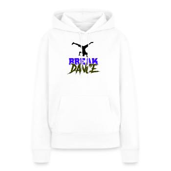 Breakdance Schriftzug Kontrast - Frauen Premium Bio Hoodie - Weiß - Vorne - Julia (174cm)