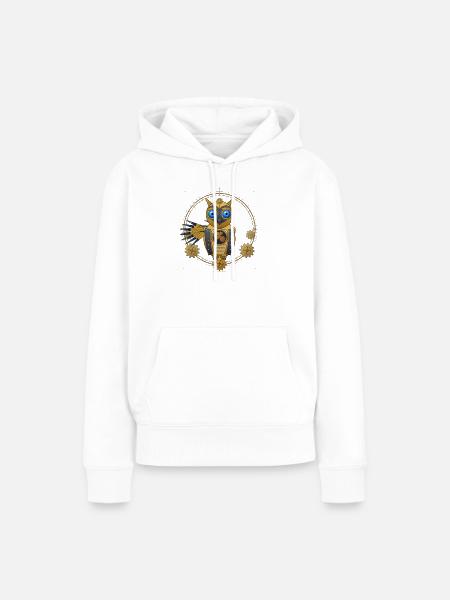 Steampunk Eule Zahnräder - Frauen Premium Bio Hoodie - Weiß
