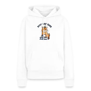 Chat royal avec couronne et coupe - Sweat à capuche Premium bio Femme - blanc - Devant - Julia (174cm)