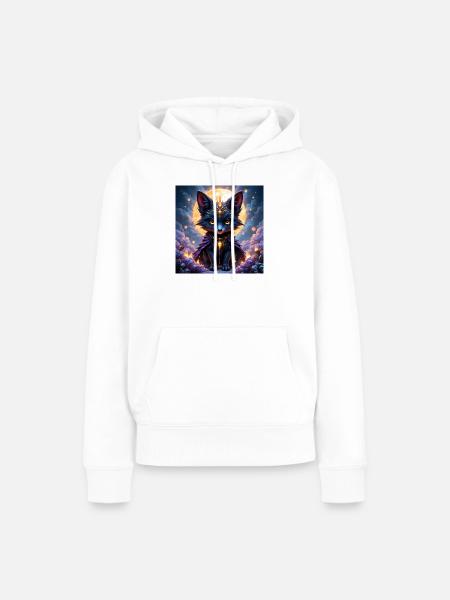 Mystischer Mondfuchs mit Edelsteinen - Frauen Premium Bio Hoodie - Weiß