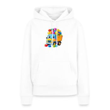 Un bascule de camion Kawaii avec de nombreux blocs de construction colorés - Sweat à capuche Premium bio Femme - blanc - Devant - Julia (174cm)
