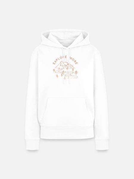 Entdecken-mehr-Orange-Design - Frauen Premium Bio Hoodie - Weiß