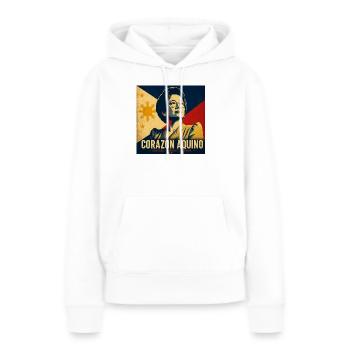 Corazon Aquino Vintage Philippines - Sweat à capuche Premium bio Femme - blanc - Devant - Julia (174cm)