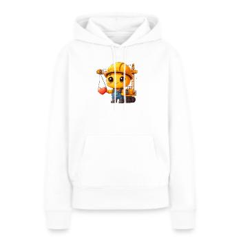 Kawaii-Bauarbeiter mit Kran & Herz – Süßes Design - Frauen Premium Bio Hoodie - Weiß - Vorne - Julia (174cm)