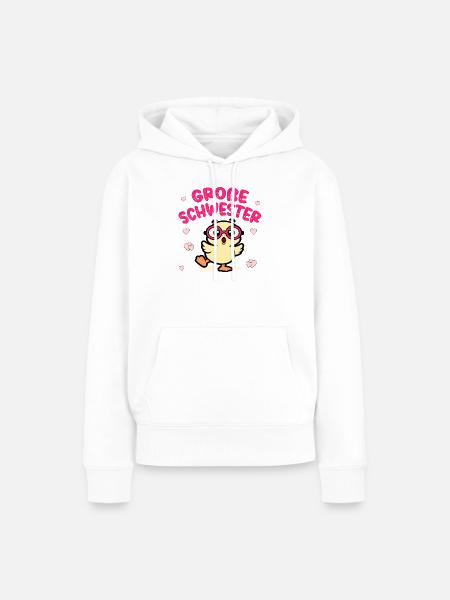 Große Schwester Kinderbrille - Frauen Premium Bio Hoodie - Weiß