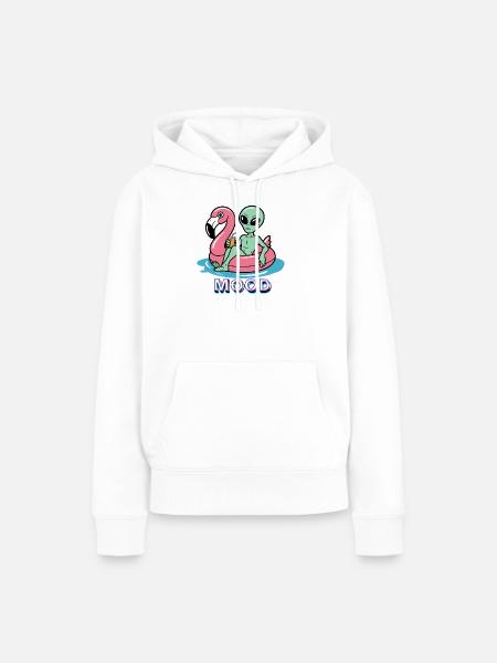 Stimmungs-Neon-Alien auf Flamingo - Frauen Premium Bio Hoodie - Weiß