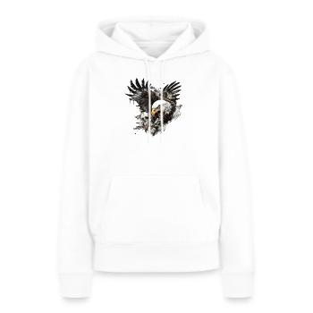 Aquarelle de l’aigle et du crâne - Sweat à capuche Premium bio Femme - blanc - Devant - Julia (174cm)
