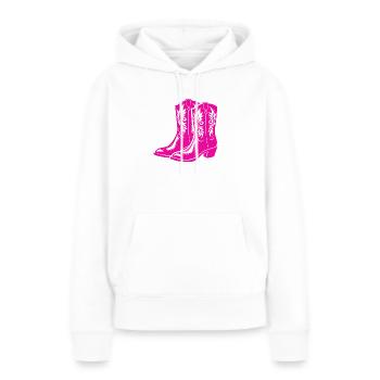 bottes - Sweat à capuche Premium bio Femme - blanc - Devant - Julia (174cm)