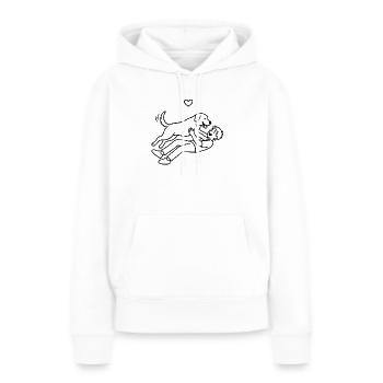 L’amour des chiens – sans retenue - Sweat à capuche Premium bio Femme - blanc - Devant - Julia (174cm)