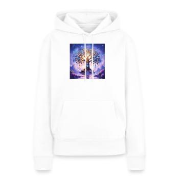 Arbre précieux lumineux onirique - Sweat à capuche Premium bio Femme - blanc - Devant - Julia (174cm)