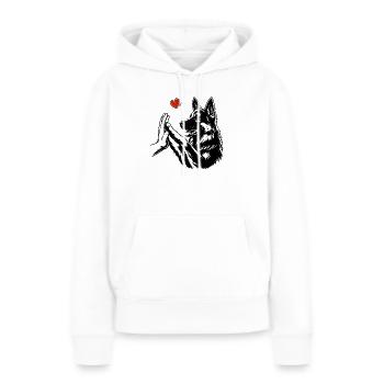 T-shirt Chien Berger Allemand Amitié - Sweat à capuche Premium bio Femme - blanc - Devant - Julia (174cm)