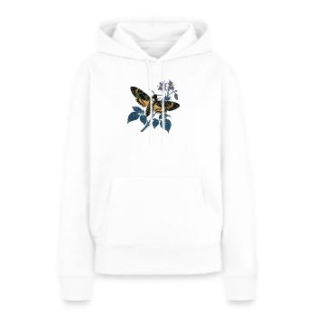  Sphinx Tête de Mort Botanique Nocturne - Sweat à capuche Premium bio Femme - blanc - Devant - Julia (174cm)
