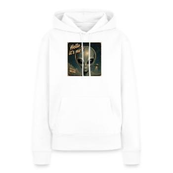 ALIEN - Hello it's me  - Sweat à capuche Premium bio Femme - blanc - Devant - Julia (174cm)