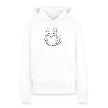 Chat au cœur - Sweat à capuche Premium bio Femme - blanc - Devant - Julia (174cm)