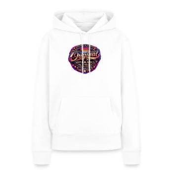 Insigne rétro des années 1980 Neon Synthwave Original 1989 - Sweat à capuche Premium bio Femme - blanc - Devant - Julia (174cm)