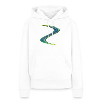 Leuchtende Drift – Strange Attractor - Frauen Premium Bio Hoodie - Weiß - Vorne - Julia (174cm)